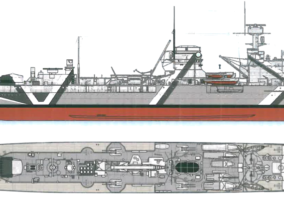 Корабль DKM Nurnberg [Light Cruiser] (1941) - чертежи, габариты, рисунки